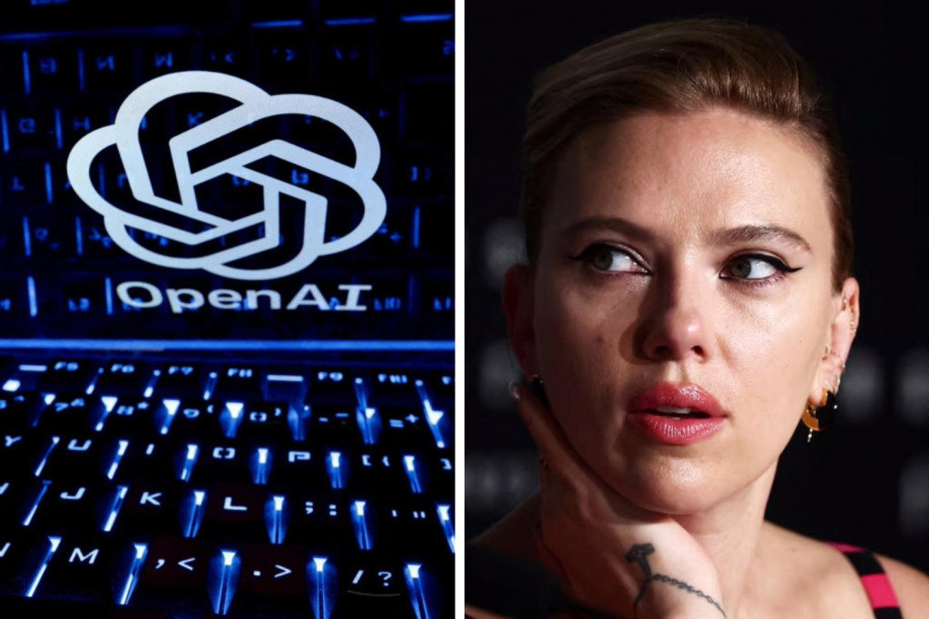 Logo OpenAI a Scarlett Johanssonová FOTO: Koláž: Reuters