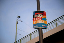 Plagát predvolebnej kampane nemeckej krajne pravicovej Alternatívy pre Nemecko pre voľby do EÚ. FOTO: Reuters