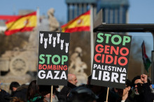 Protest v Madride na výzvu na prímeria v Gaze. FOTO: Reuters