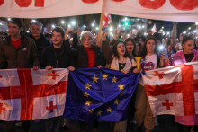 V Gruzínsku sa konali proti návrhu zákona o ”zahraničných vplyvoch” masové protesty. FOTO: Reuters