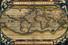 Mapa sveta podľa kartografa Abrahama Orteliusa z roku 1570.