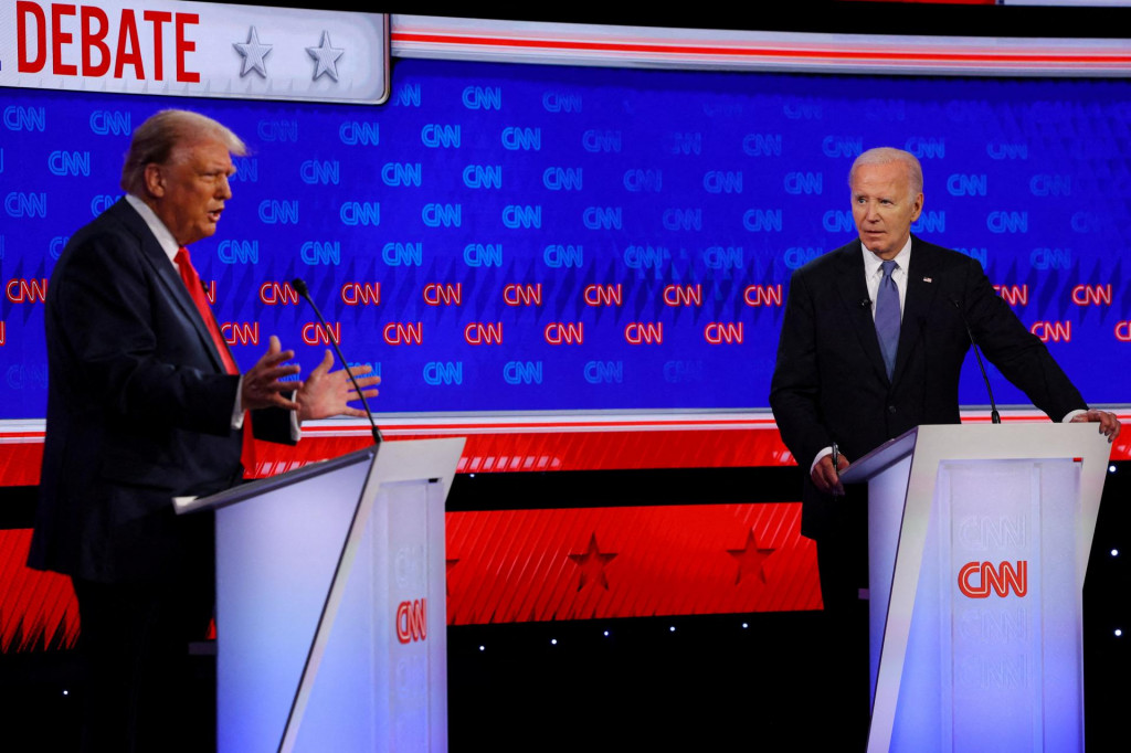 Demokratický prezidentský kandidát, americký prezident Joe Biden a republikánsky prezidentský kandidát a bývalý prezident USA Donald Trump. FOTO: Reuters