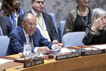 Ruský šéf diplomacie Sergej Lavrov, ktorý predsedá zasadnutiu Bezpečnostnej rady OSN v rámci ruského predsedníctva počas mesiaca júl v New Yorku. FOTO: TASR/AP