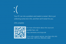 Modrá obrazovka smrti vo Windowse 10. FOTO: Microsoft