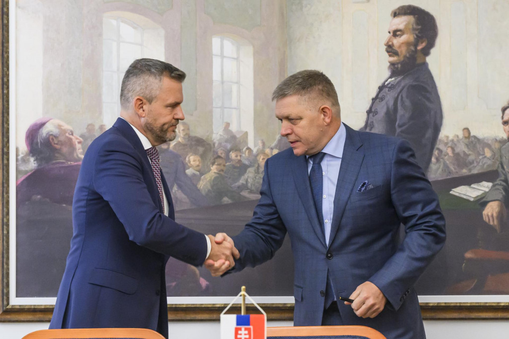 Prezident Peter Pellegrini a premiér Robert Fico. FOTO: TASR/Jaroslav Novák