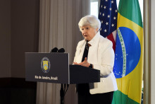 Ministerka financií USA Janet Yellenová hovorí počas podujatia G20 v Barra da Tijuca. FOTO: Reuters