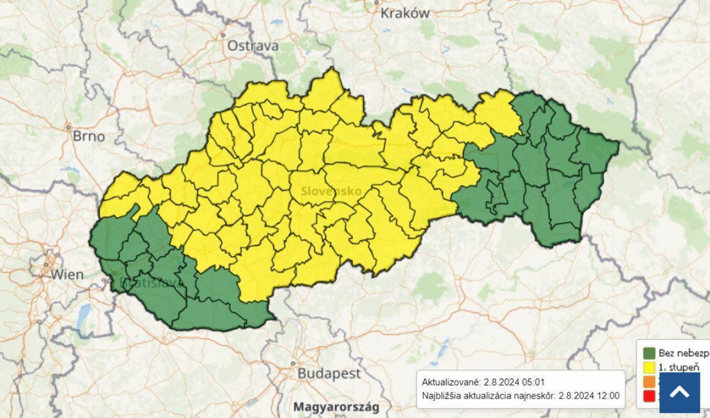 Výstrahy SHMÚ pred búrkami. MAPA: SHMÚ