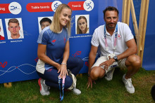 Slovenská tenistka Anna Karolína Schmiedlová a tréner Ladislav Simon. FOTO: TASR/Michal Svítok