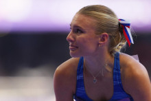 Paris 2024 Olympics - Athletics - Women‘s 100m Hurdles Repechage Round - Stade de France, Saint-Denis, France - August 08, 2024. Viktoria Forster of Slovakia reacts during heat 1. REUTERS/Aleksandra Szmigiel FOTO: Aleksandra Szmigiel