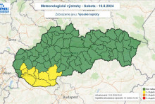 Meteorologické výstrahy pred vysokými teplotami. Zdroj: SHMÚ