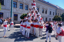 Jednou z hlavných atrakcií festivalu Aplec v Prešove boli ľudské veže, ktoré sú zapísané na zozname svetového kultúrneho dedičstva UNESCO. FOTO: HN/Pavel Novotný