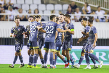 Hráči MFK Ružomberok sa tešia po strelení úvodného gólu v odvetnom zápase tretieho predkola Európskej konferenčnej ligy vo futbale Hajduk Split - MFK Ružomberok v Splite. FOTO: TASR/HINA