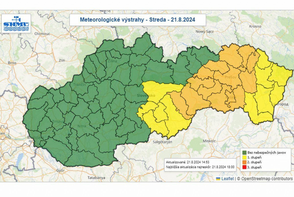 Meteorologické výstrahy pred búrkami. FOTO: SHMÚ