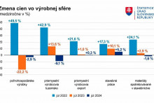 Zmena cien vo výrobnej sfére. Zdroj: ŠÚ SR