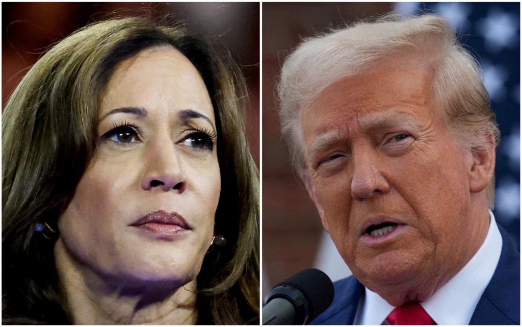 Americká viceprezidentka Kamala Harrisová a exprezident Donald Trump. FOTO: REUTERS