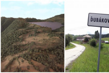 Starší návrh vodnej elektrárne Ipeľ a obec Ďubákovo, ktorá bude zámerom zatopená. FOTO: Vodotika, TASR, koláž HN