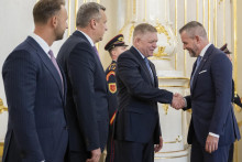 Prezident SR Peter Pellegrini, predseda vlády SR Robert Fico (Smer-SD), podpredseda parlamentu SR Andrej Danko (SNS) a minister vnútra SR Matúš Šutaj-Eštok (Hlas - SD).  FOTO: TASR/Martin Baumann