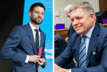 Michal Šimečka a Robert Fico. FOTO: TASR; Koláž: HN