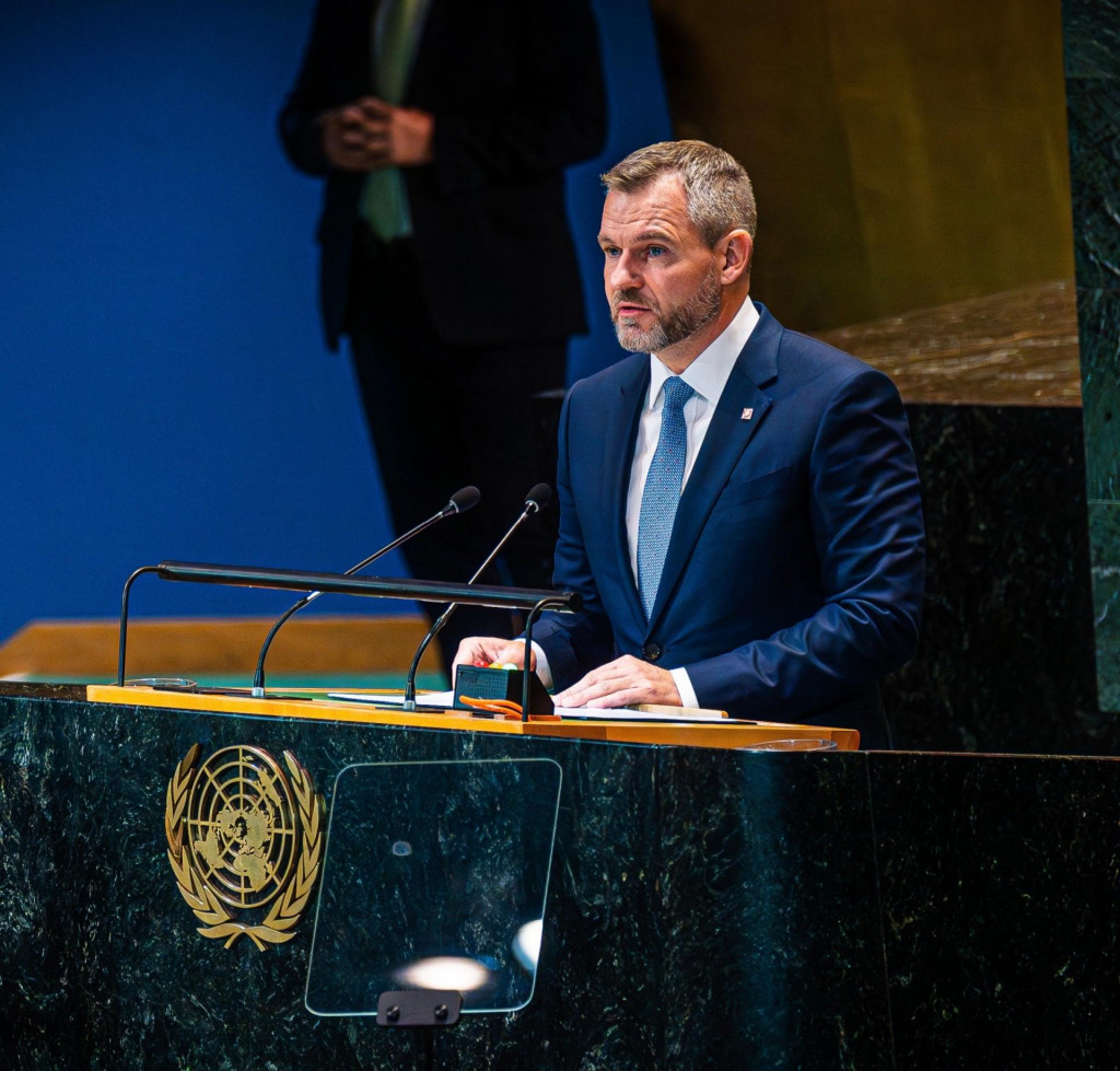 Prezident Peter Pellegrini vystúpil s prejavom na Summite pre budúcnosť v hlavnej rokovacej sále Organizácie Spojených národov v New Yorku. FOTO: TASR/Jaroslav Bublinec