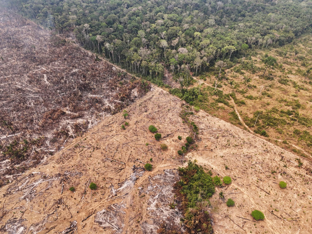 Pohľad z dronu na devastáciu lesných požiarov v Amazónii. FOTO: Reuters