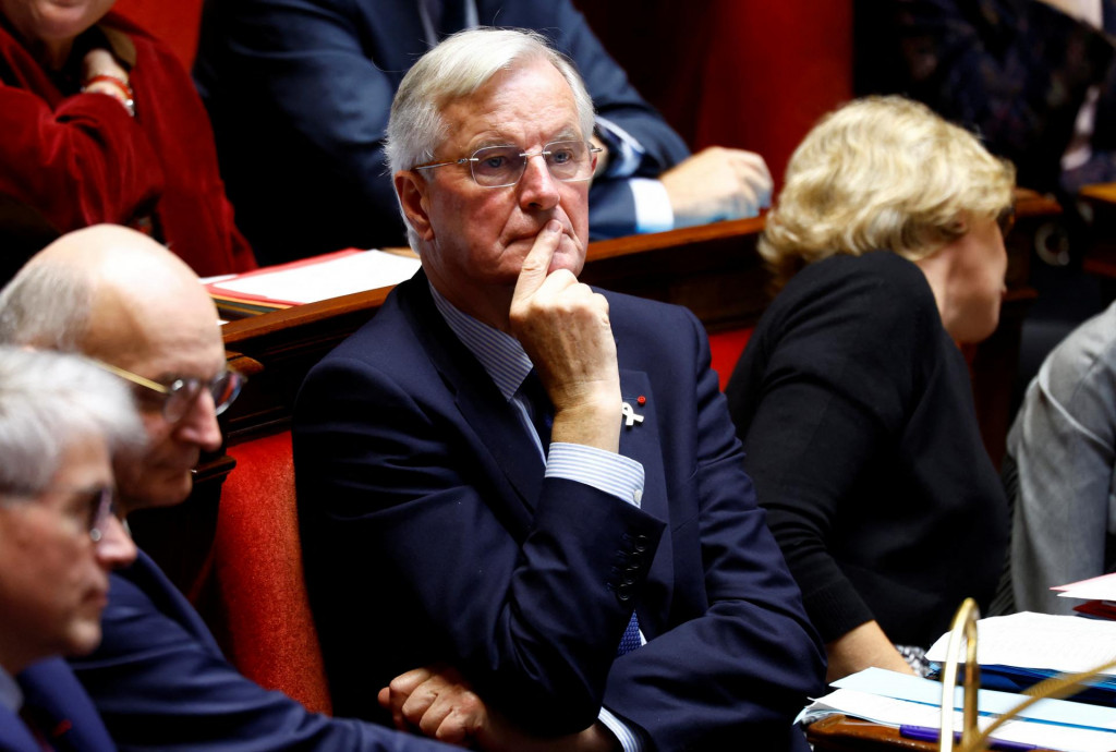 Francúzsky premiér Michel Barnier na zasadnutí vlády v Národnom zhromaždení v Paríži. FOTO: Reuters