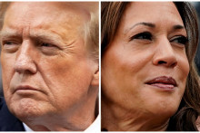 Americký exprezident a republikánsky kandidát na prezidenta Donald Trump a americká viceprezidentka a demokratická kandidátka na prezidentku Kamala Harrisová. FOTO: REUTERS