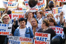 Protest pred moldavskou ambasádou v Moskve. FOTO: Profimedia