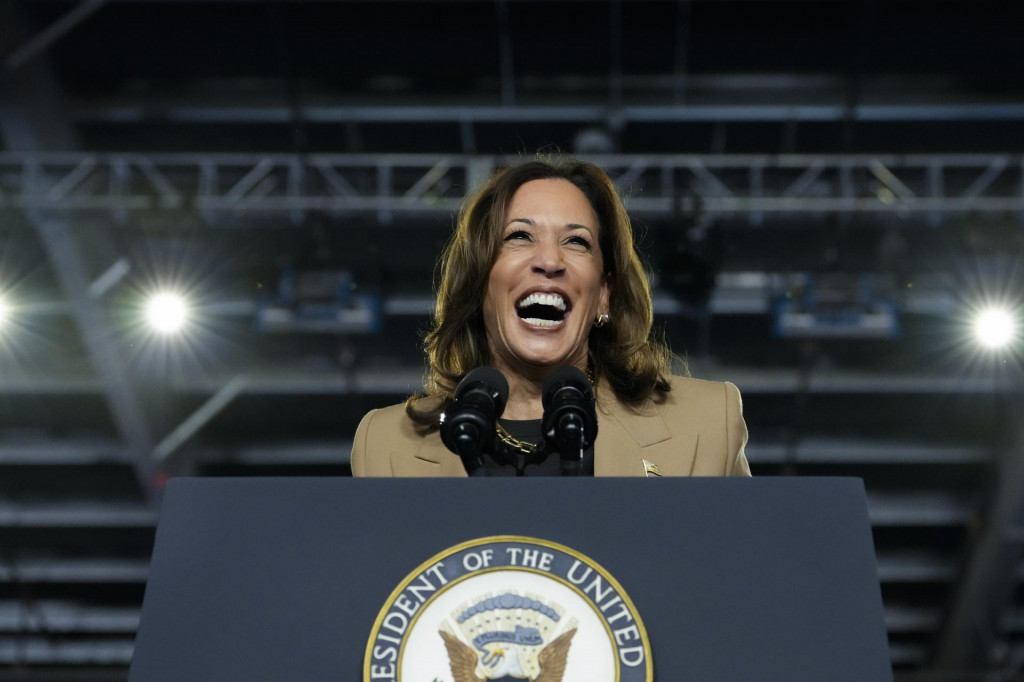 Demokratická prezidentská kandidátka a americká viceprezidentka Kamala Harrisová. FOTO: TASR/AP