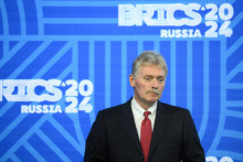 Hovorca Kremľa Dmitrij Peskov na tlačovej konferencii ruského prezidenta Vladimira Putina na summite BRICS v Kazani. FOTO: Reuters