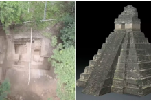 K objaveniu tejto oblasti bol použitý laserový prieskum pomocou technológie Lidar./Vizualizácia mayskej pyramídy.