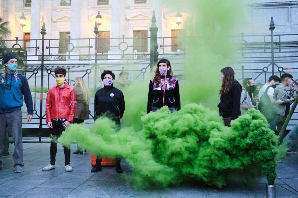 Protest proti greenwashingu v Buenos Aires