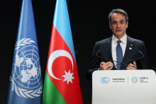 Grécky premiér Kyriakos Mitsotakis hovorí počas konferencie OSN o zmene klímy COP29 v Baku v Azerbajdžane. FOTO: Reuters