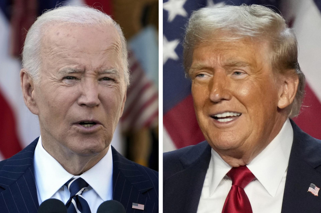 Na kombosnímke dosluhujúci americký prezident Joe Biden (vľavo) a novozvolený americký prezident Donald Trump. FOTO: TASR/AP