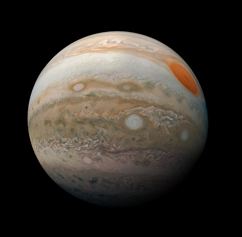 Astronómov veľmi zaujíma Veľká červená škvrna, ktorú sonda Juno zachytila ​​spolu s búrlivou južnou pologuľou Jupitera.