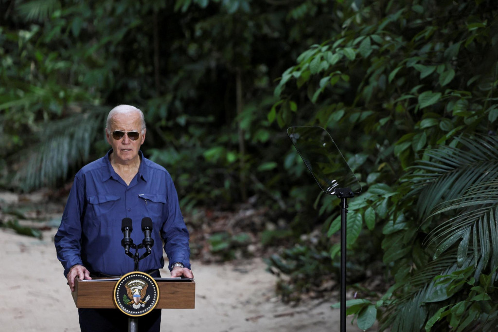 Americký prezident Joe Biden predniesol prejav v Museu da Amazonia v Manause v Brazílii. FOTO: Reuters