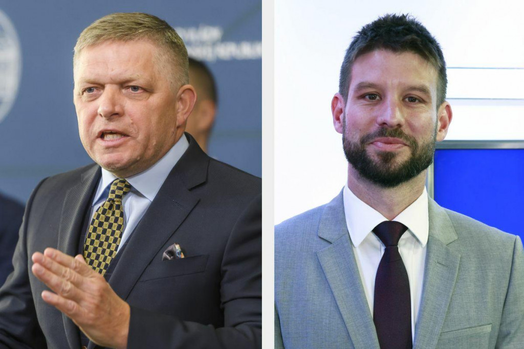 Líder Smeru Robert Fico a šéf progresívcov Michal Šimečka.

FOTO: Koláž Hn