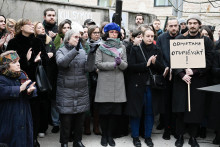 Na snímke zamestnanci SNG počas tlačovej konferencie Slovenskej národnej galérie k Výzve na ochranu SNG.

FOTO: TASR/ P. Neubauer​​