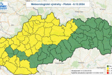 Počasie na Slovensku v piatok 6.12.2024. Zdroj: SHMÚ