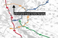 Plánovaná trasa tunela Karpaty. MAPA: BSK, HN