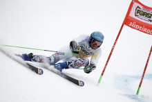 Slovenský lyžiar Adam Žampa počas prvého kola obrovského slalomu Svetového pohára v Alta Badii 22. decembra 2024. FOTO: TASR/AP