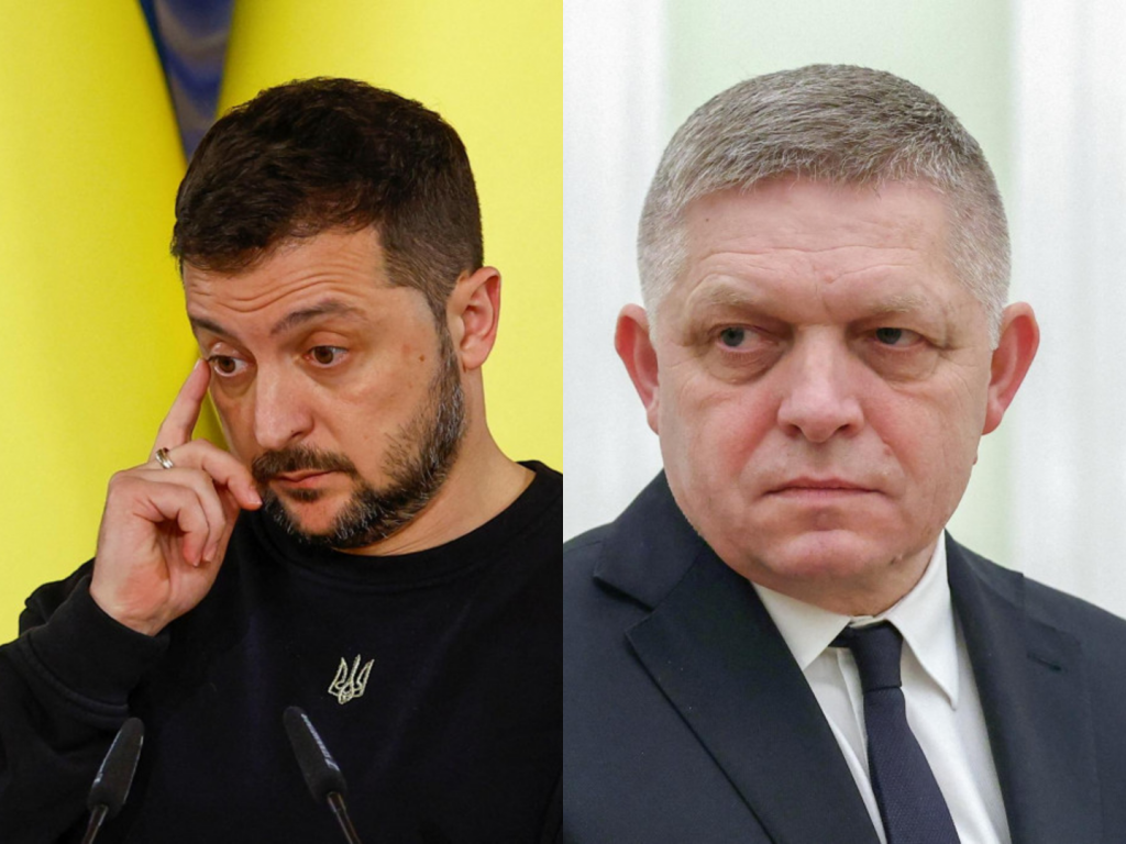 Volodymyr Zelenskyj a Robert Fico. FOTO: TASR