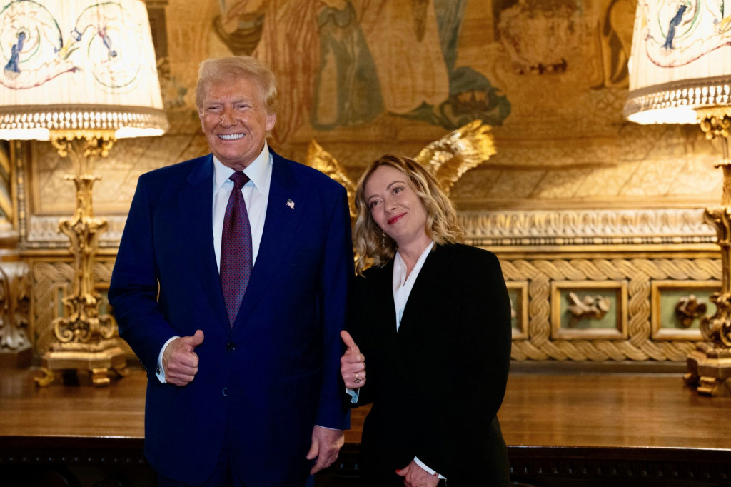 Zvolený prezident USA Donald Trump a talianska premiérka Giorgia Meloniová. FOTO: Reuters/Talianska vláda