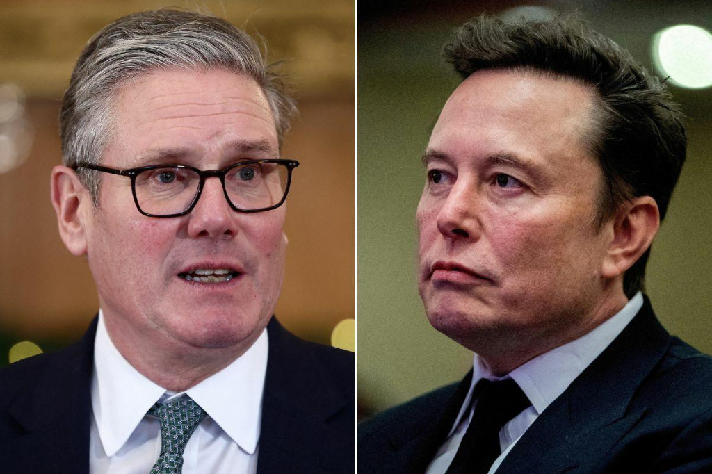 Keir Starmer a Elon Musk. FOTO: Reuters; Koláž: HN