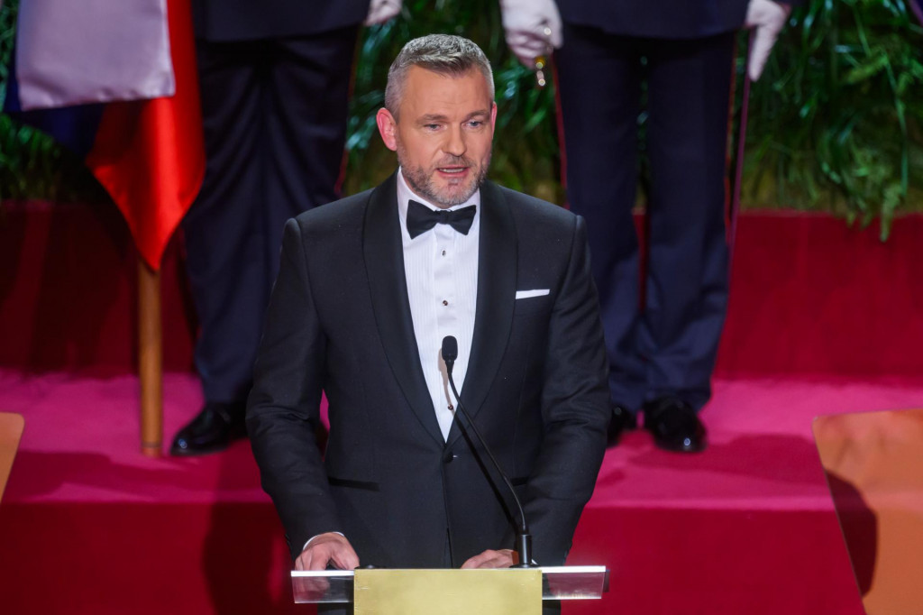 Na snímke prezident SR Peter Pellegrini vystupuje s príhovorom na slávnostnej ceremónii udeľovania štátnych vyznamenaní v priestoroch Slovenskej filharmónie v Bratislave. FOTO: TASR/Jaroslav Novák