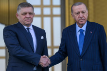 Predseda vlády Robert Fico a turecký prezident Recep Tayyip Erdogan. FOTO: TASR/Jaroslav Novák