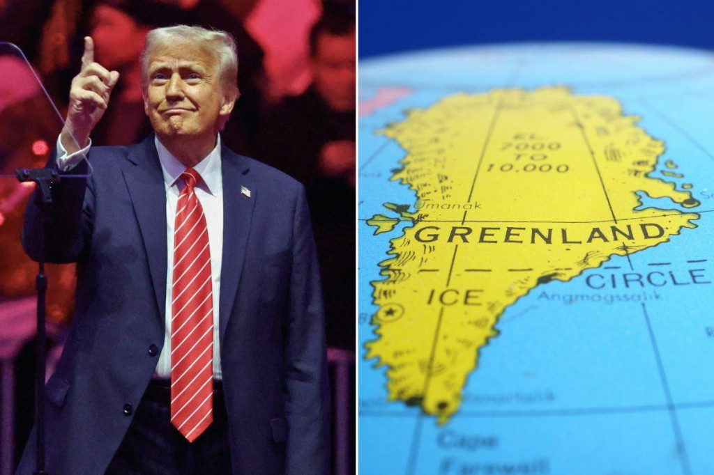 Donald Trump si robí zálusk na najväčší ostrov sveta Grónsko. FOTO: Reuters; Koláž: HN