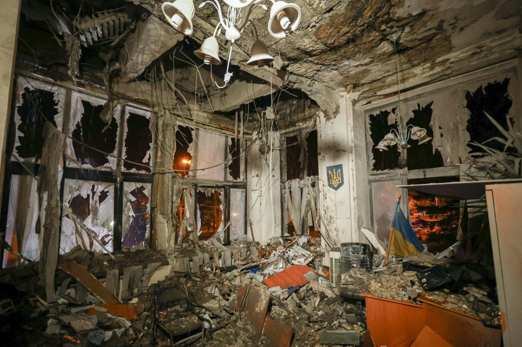 Vnútro zničenej budovy. FOTO: X/Volodymyr Zelenskyy