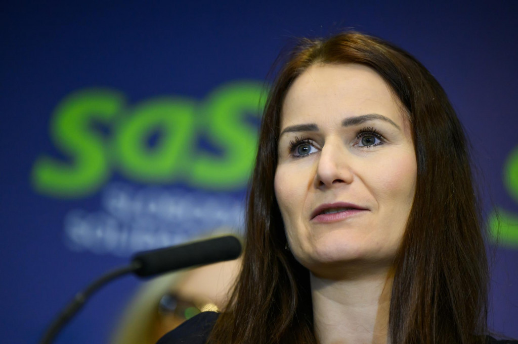 Na snímke poslankyňa NR SR Martina Bajo Holečková počas tlačovej konferencie strany SaS k novej posile poslaneckého klubu SaS. FOTO: TASR/Jaroslav Novák