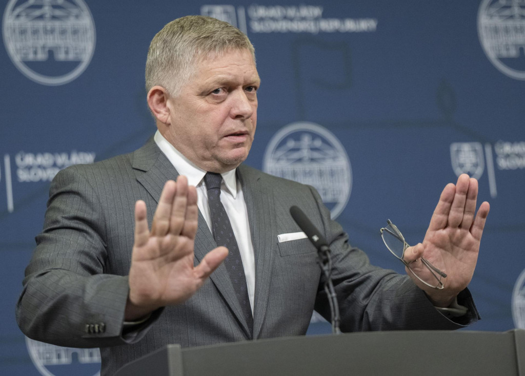 Na snímke premiér Robert Fico počas tlačovej konferencie po rokovaní vlády. FOTO: TASR/M. Baumann