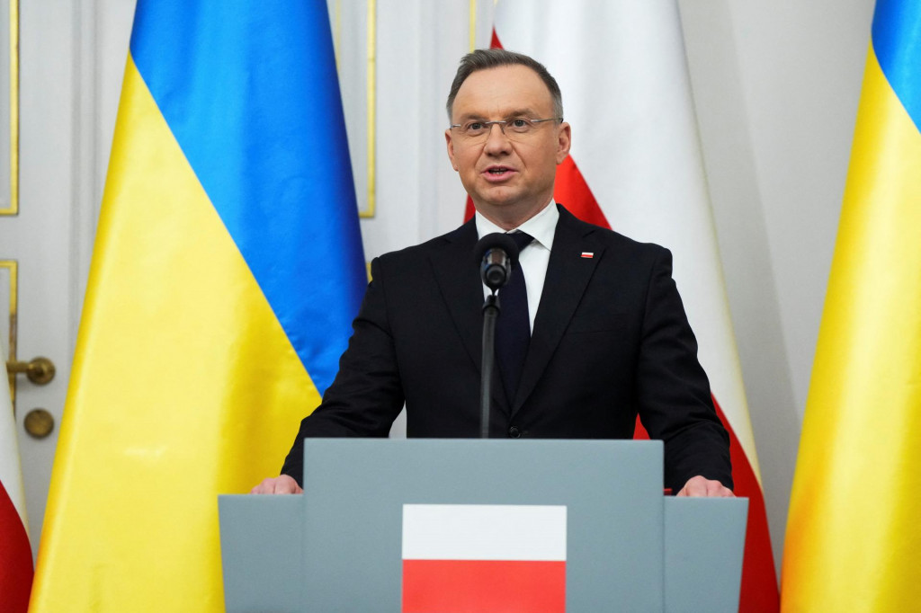 Poľský prezident Andrzej Duda na tlačovej konferencii v paláci Belvedere vo Varšave v Poľsku. FOTO: Reuters